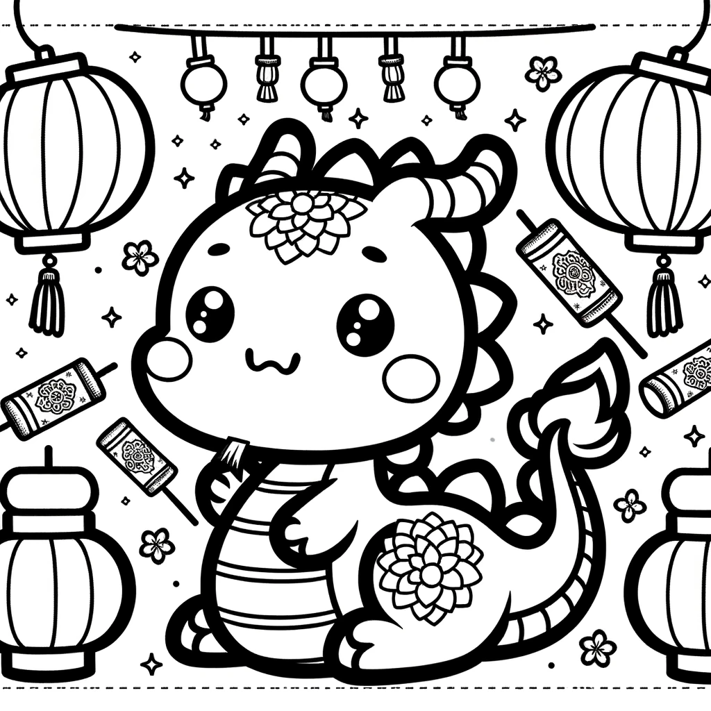 Chinese New Year, Happy Chinese New Year Colorng Page For Kids Coloring Page: Happy Chinese New Year Colorng Page For KidsFull Size Image