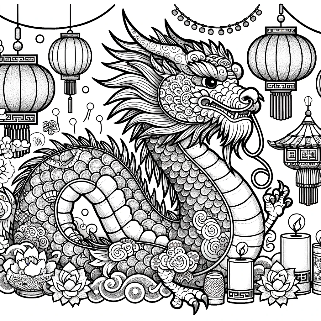 Chinese New Year, Happy Chinese New Year Colorng Page Coloring Page: Happy Chinese New Year Colorng PageFull Size Image