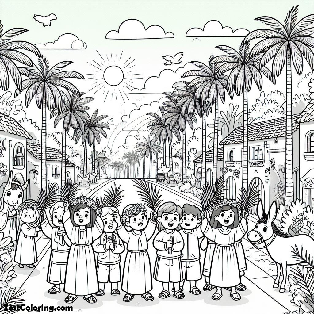 Palm Sunday, Hosanna Hosanna In Palm Sunday Coloring Page: Hosanna Hosanna In Palm Sunday Coloring PageFull Size Image
