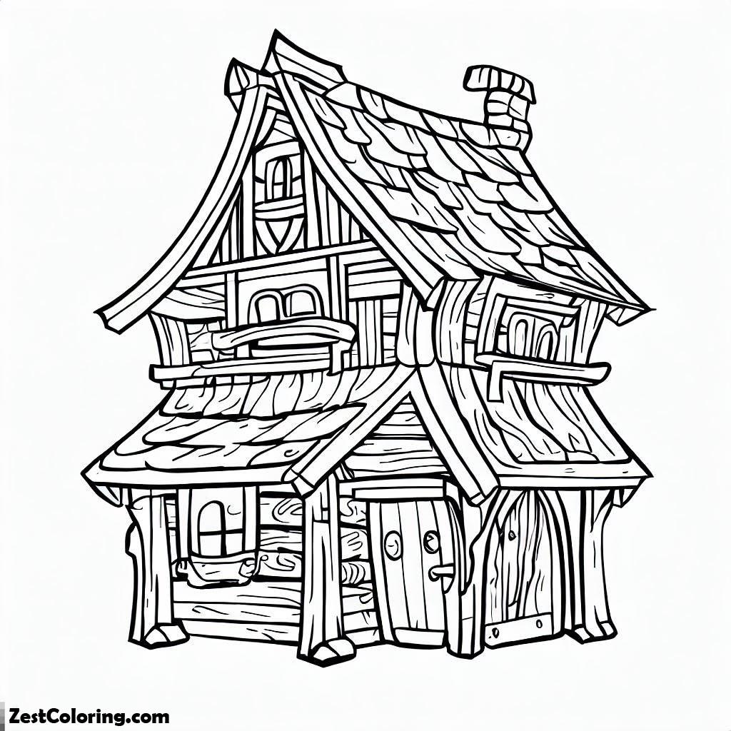 House, House Made From Wood In Houses Coloring Page: House Made From Wood In Houses Coloring PageFull Size Image