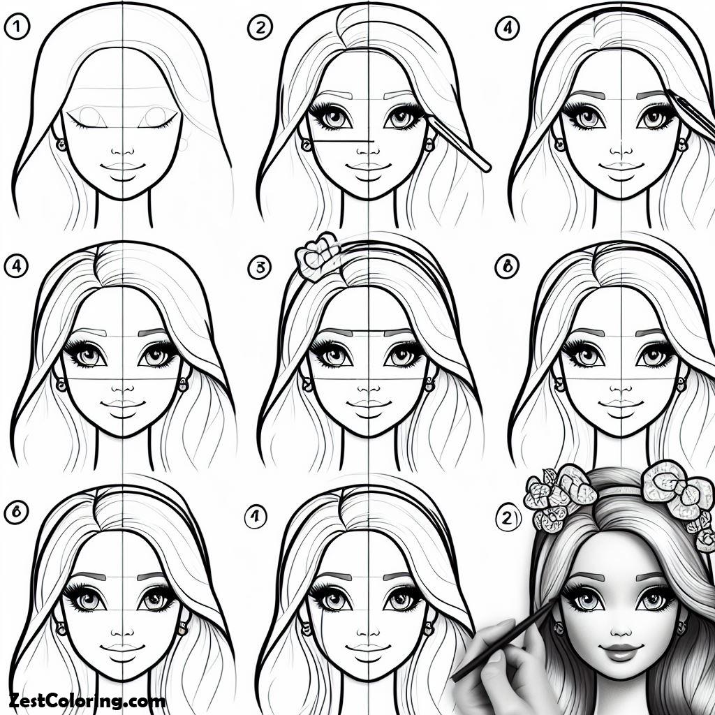 Barbie Doll, How To Draw Barbie Doll Coloring Page: How To Draw Barbie Doll Coloring PageFull Size Image