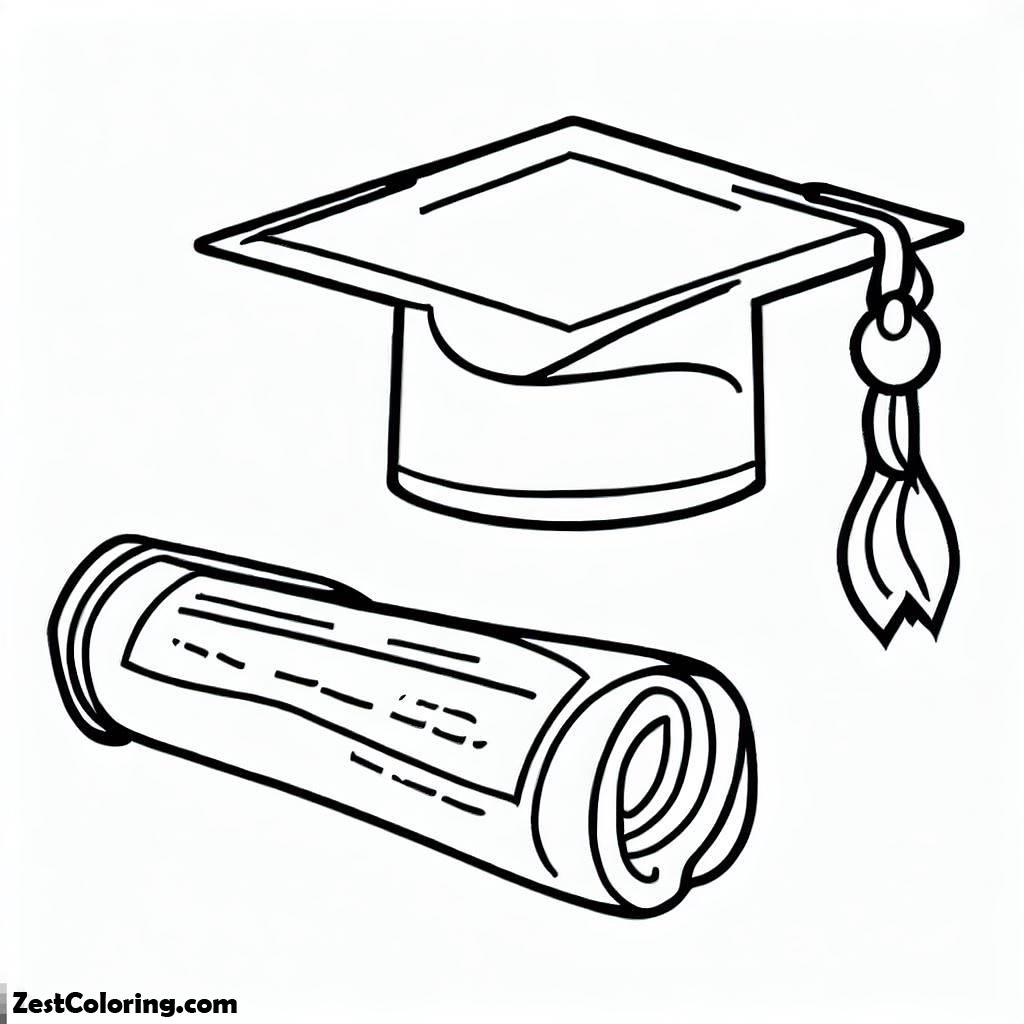 How To Draw Diploma And Graduation Cap Coloring Pages Coloring for