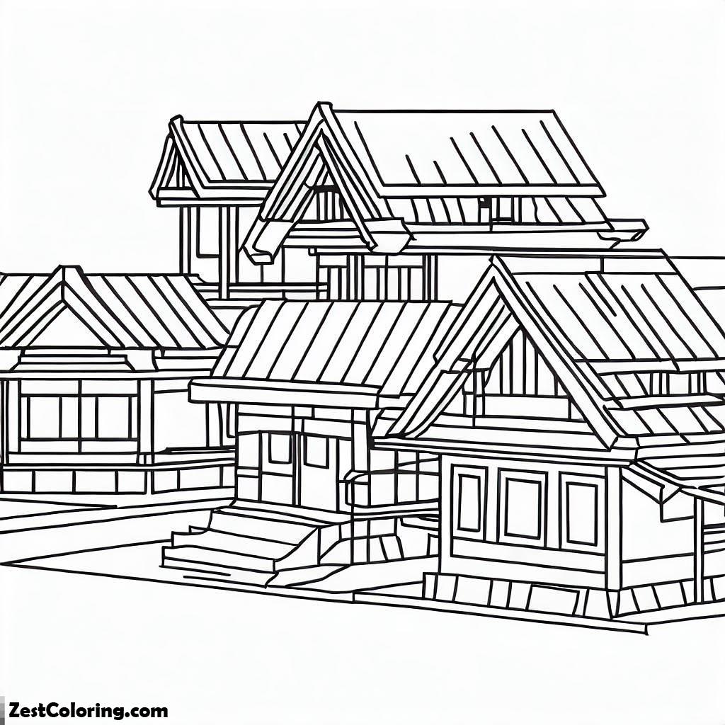 House, Japan Common Houses Coloring Page: Japan Common Houses Coloring PageFull Size Image