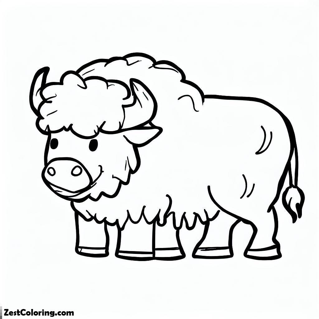 Bison, Kids Drawing Of A Bison Coloring Page: Kids Drawing Of A Bison Coloring PageFull Size Image