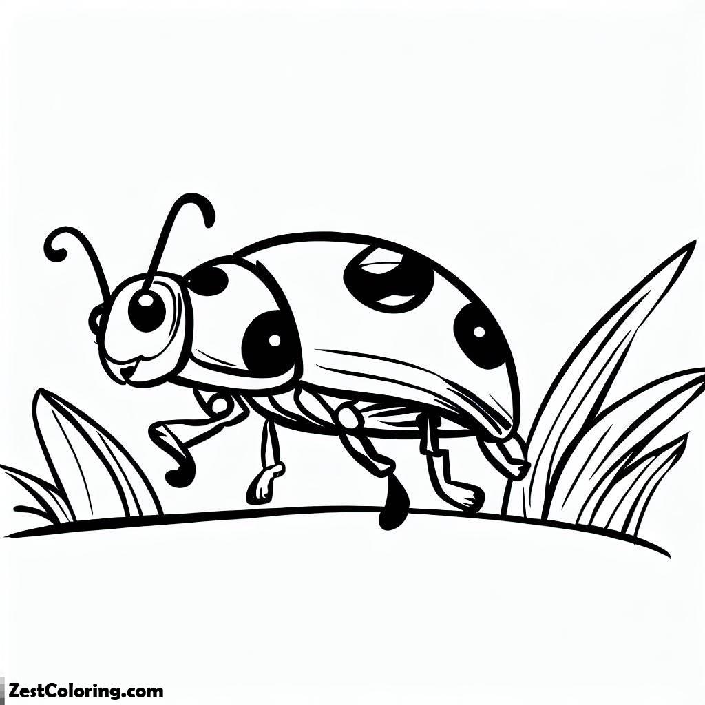 Grass, Ladybug Walking On Grass Coloring Pages: Ladybug Walking On Grass Coloring PagesFull Size Image