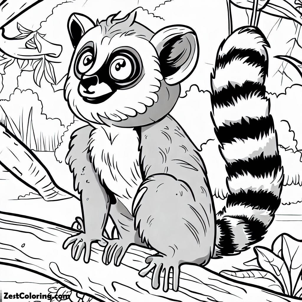 Lemur, Lemur In The Zoo Coloring Page: Lemur In The Zoo Coloring PageFull Size Image