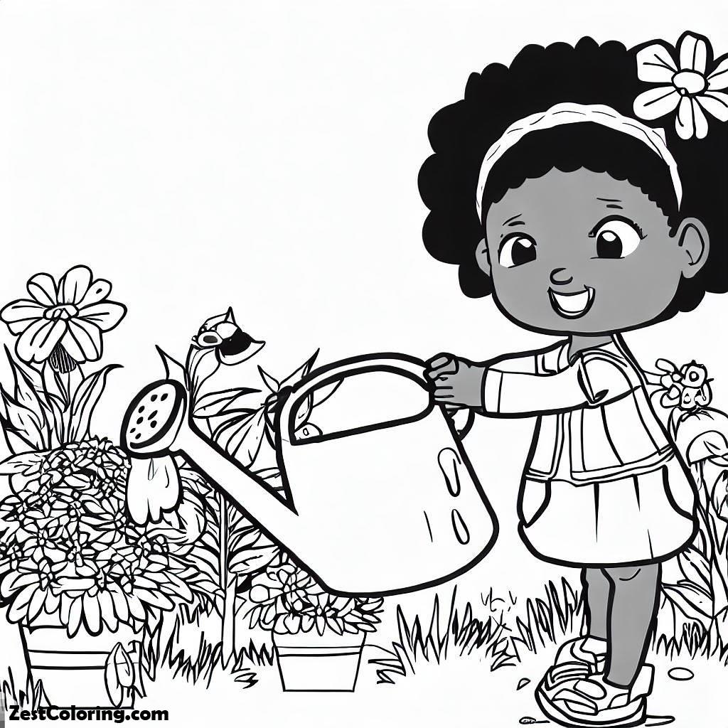 Garden, Little Girl Watering Flower On Garden Coloring Page 600×461: Little Girl Watering Flower On Garden Coloring Page 600x461Full Size Image