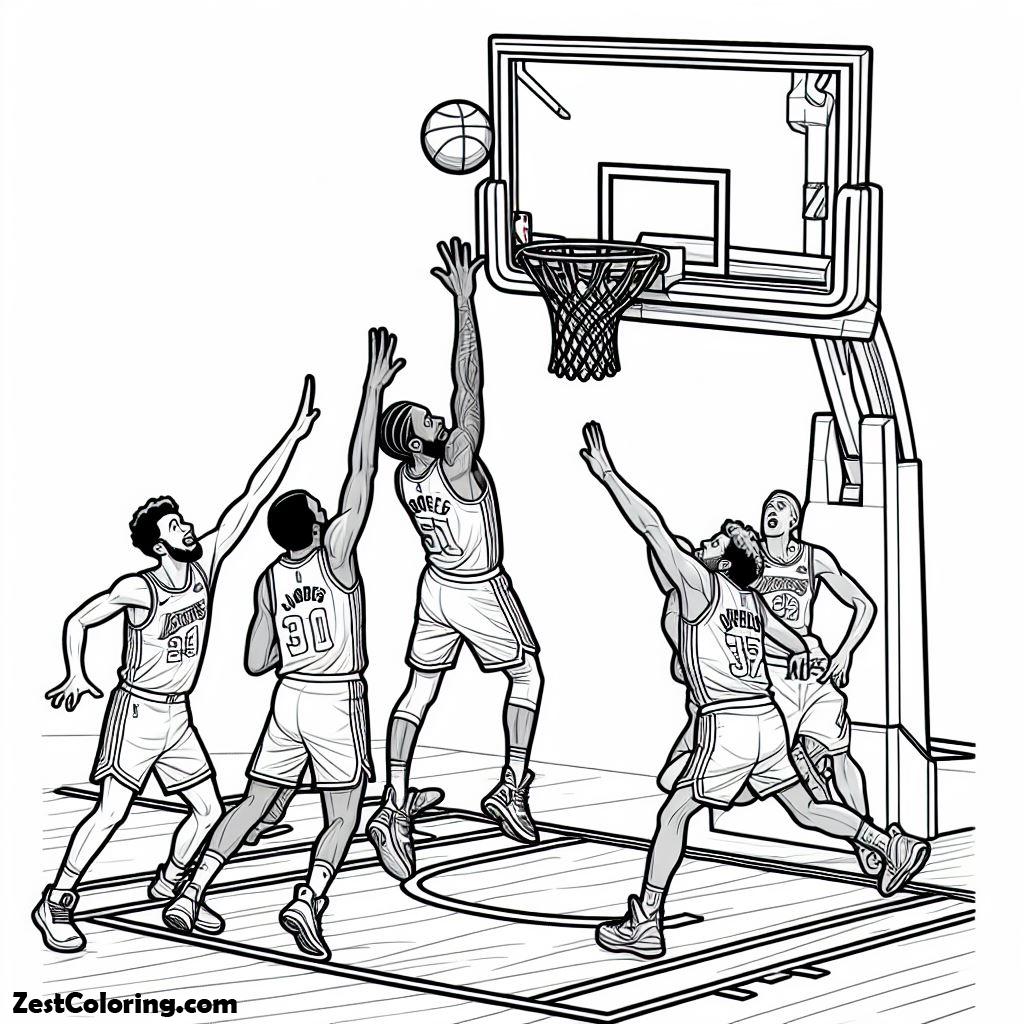 NBA, NBA Player Blocked Shot Coloring Page: NBA Player Blocked Shot Coloring PageFull Size Image