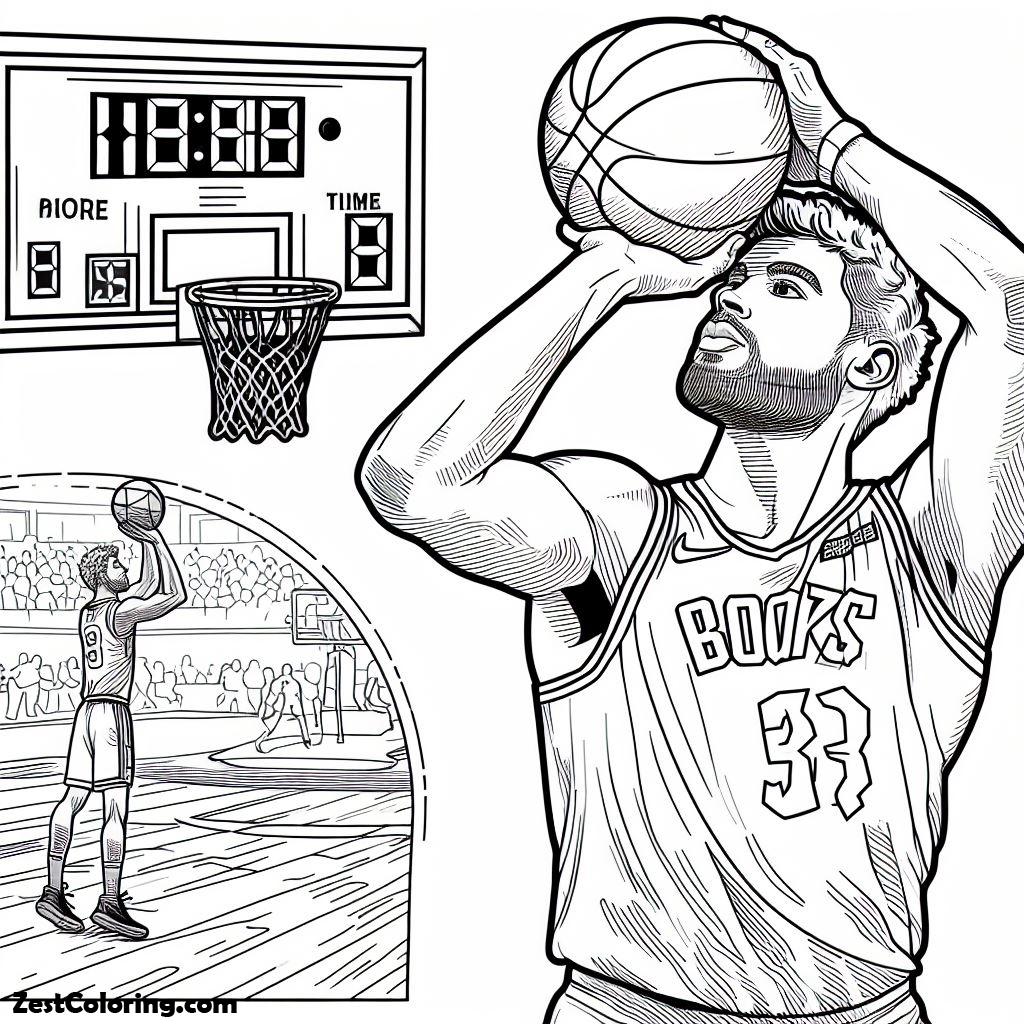 NBA, NBA Player Wonderful Free Throw Coloring Page: NBA Player Wonderful Free Throw Coloring PageFull Size Image