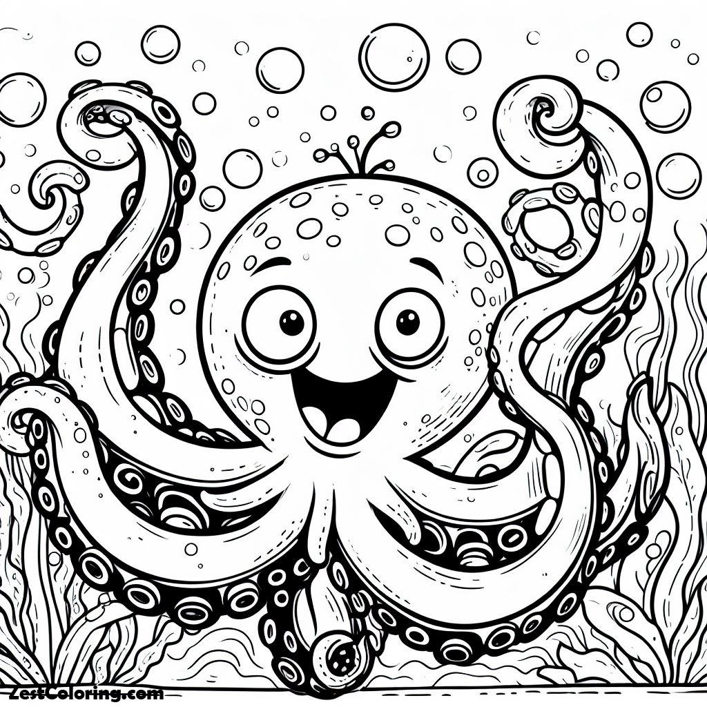 octopus, Octopus Silly Face Coloring Page: Octopus Silly Face Coloring PageFull Size Image
