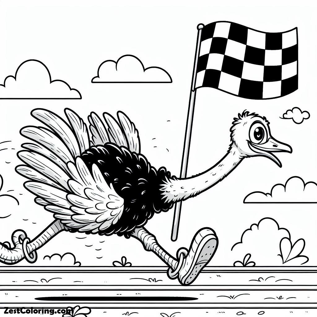 Ostrich, Ostrich Is On Race Coloring Page: Ostrich Is On Race Coloring PageFull Size Image