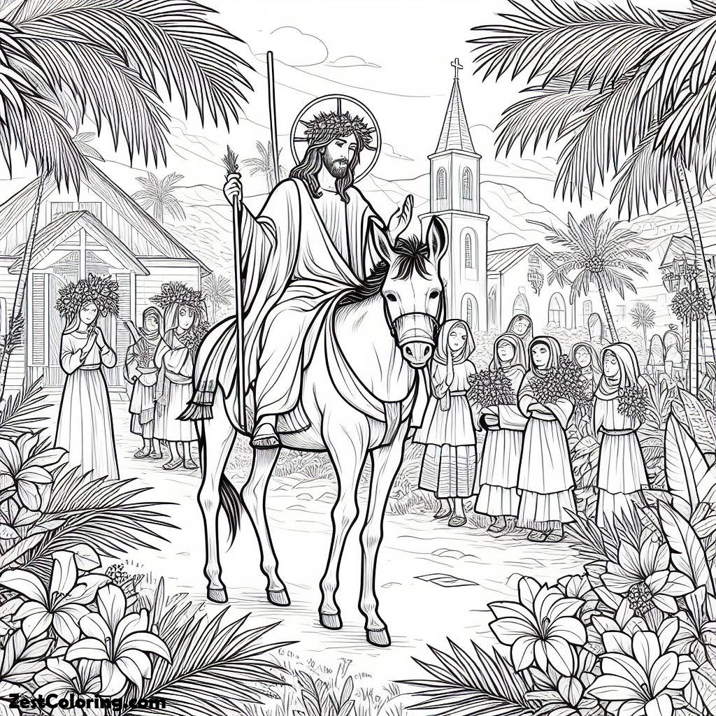 Palm Sunday Worksheet Coloring Page : Coloring for Kids – Smart