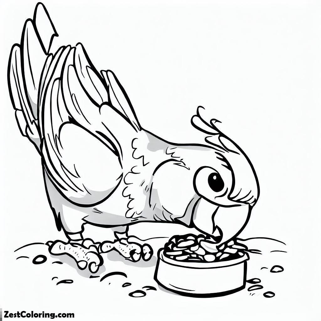 Parrot, Parrot Have Lunch Coloring Page: Parrot Have Lunch Coloring PageFull Size Image