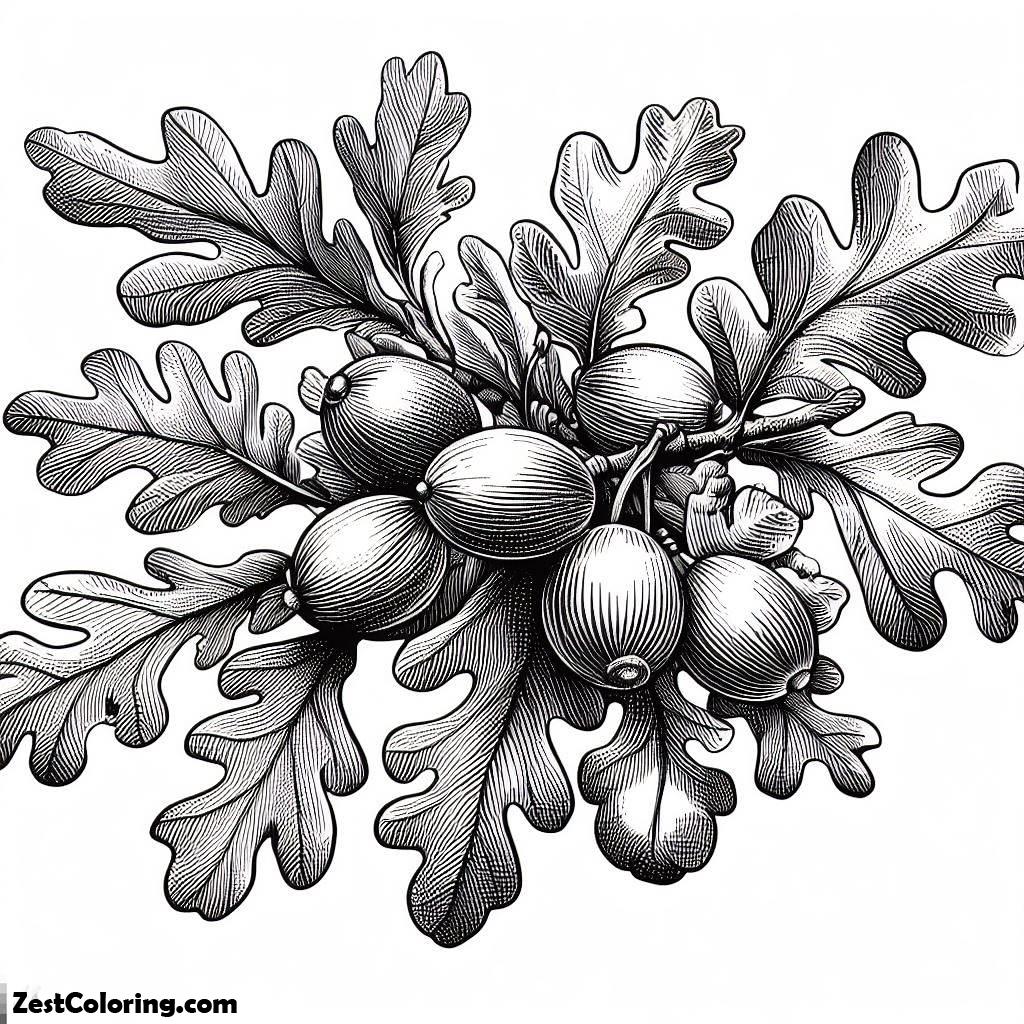 Oak Tree, Picture Of An Oak Tree Fruit And Leaves Coloring Page: Picture Of An Oak Tree Fruit And Leaves Coloring PageFull Size Image