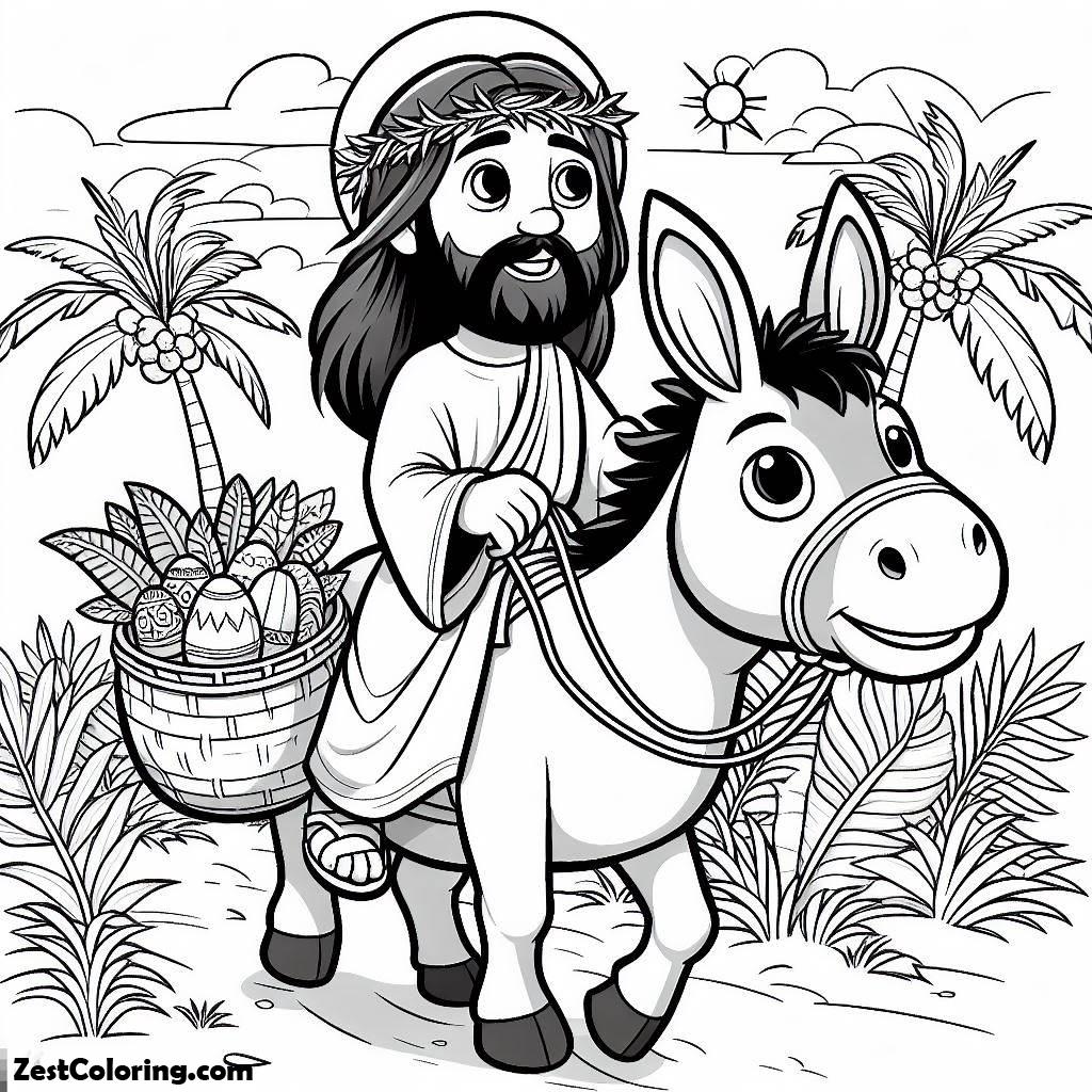 Picture Of Jesus On A Donkey Palm Sunday Coloring Page : Coloring for ...