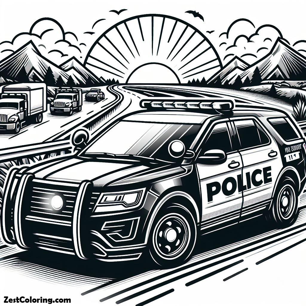 Police Car For Highway Patrol Coloring Page : Coloring for Kids – Smart ...
