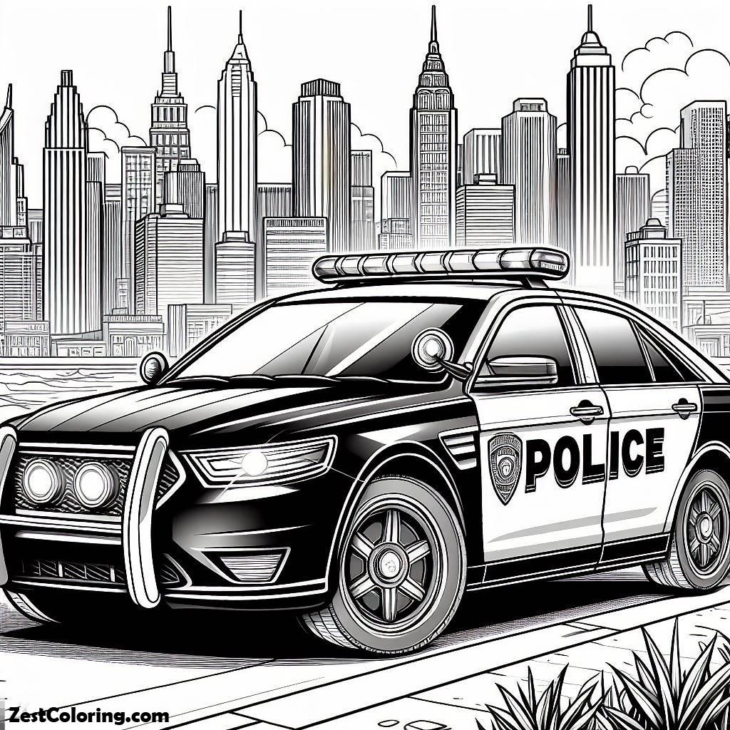 Police Car, Police Car Parking Coloring Page: Police Car Parking Coloring PageFull Size Image