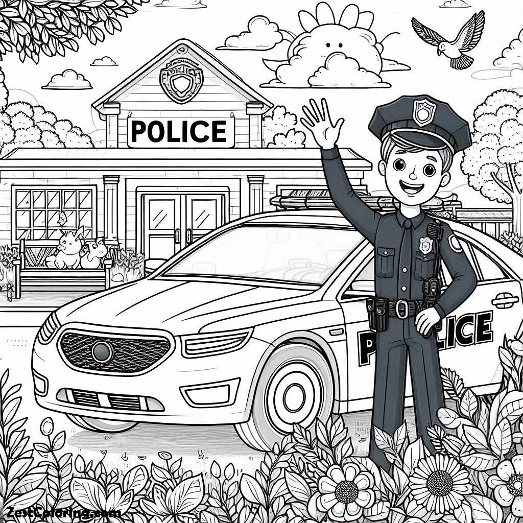 Police Car, Police Car Station Coloring Page: Police Car Station Coloring PageFull Size Image