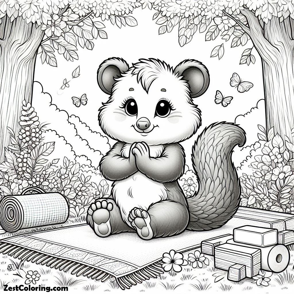 Possum, Possum Doing Yoga Coloring Page: Possum Doing Yoga Coloring PageFull Size Image
