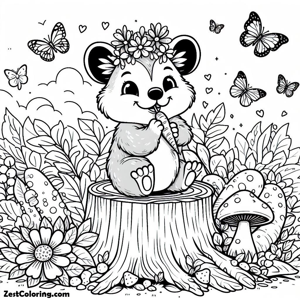 Possum, Possum Eating Carrot Coloring Page: Possum Eating Carrot Coloring PageFull Size Image