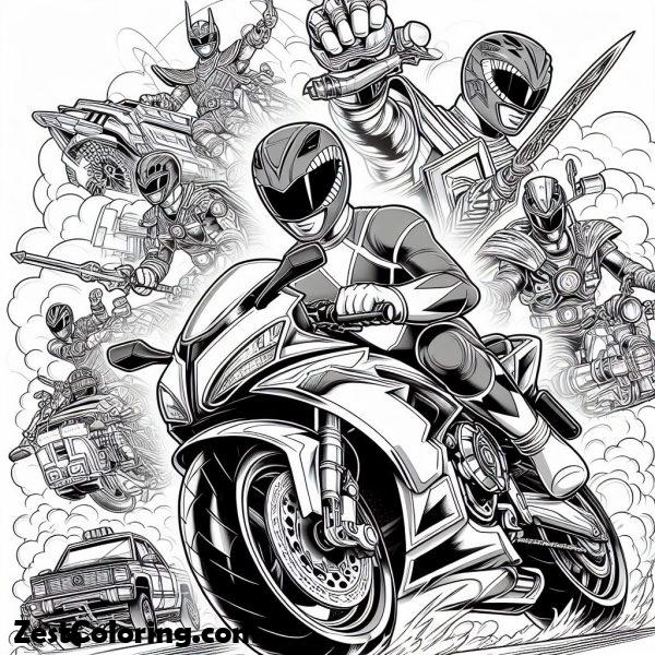 Power Ranger Motorcycle Coloring Page