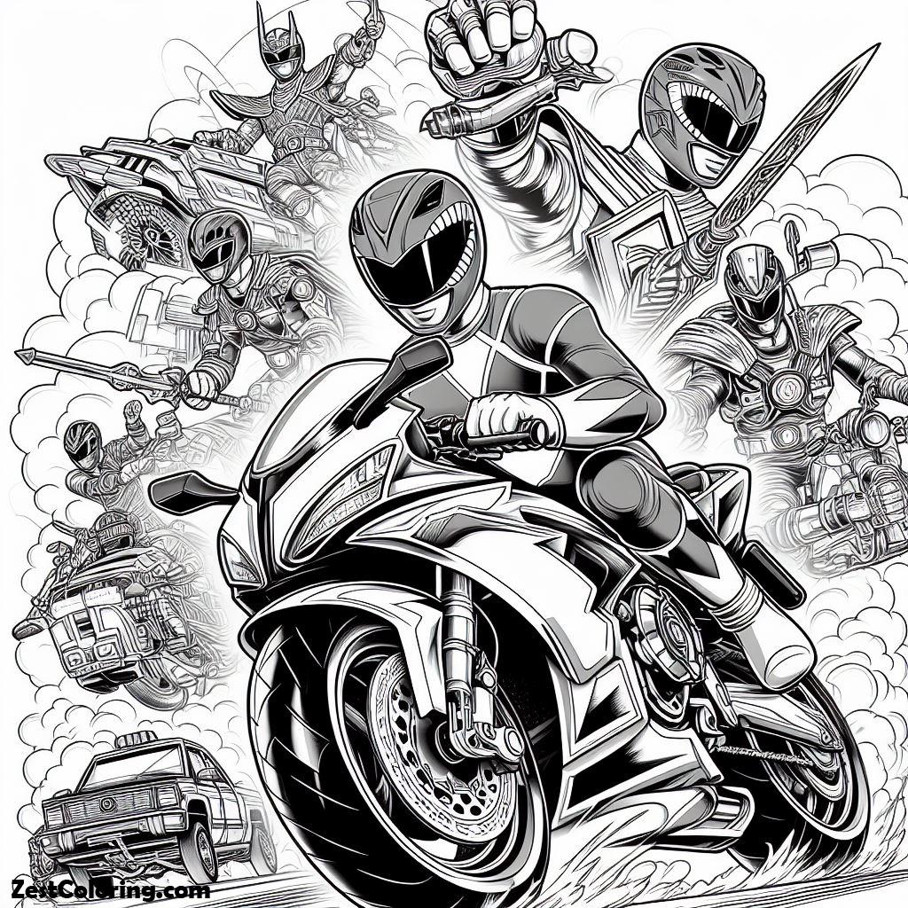Power Rangers, Power Rangers SPD On Super Cool Motorcycle Coloring Page: Power Rangers SPD On Super Cool Motorcycle Coloring PageFull Size Image