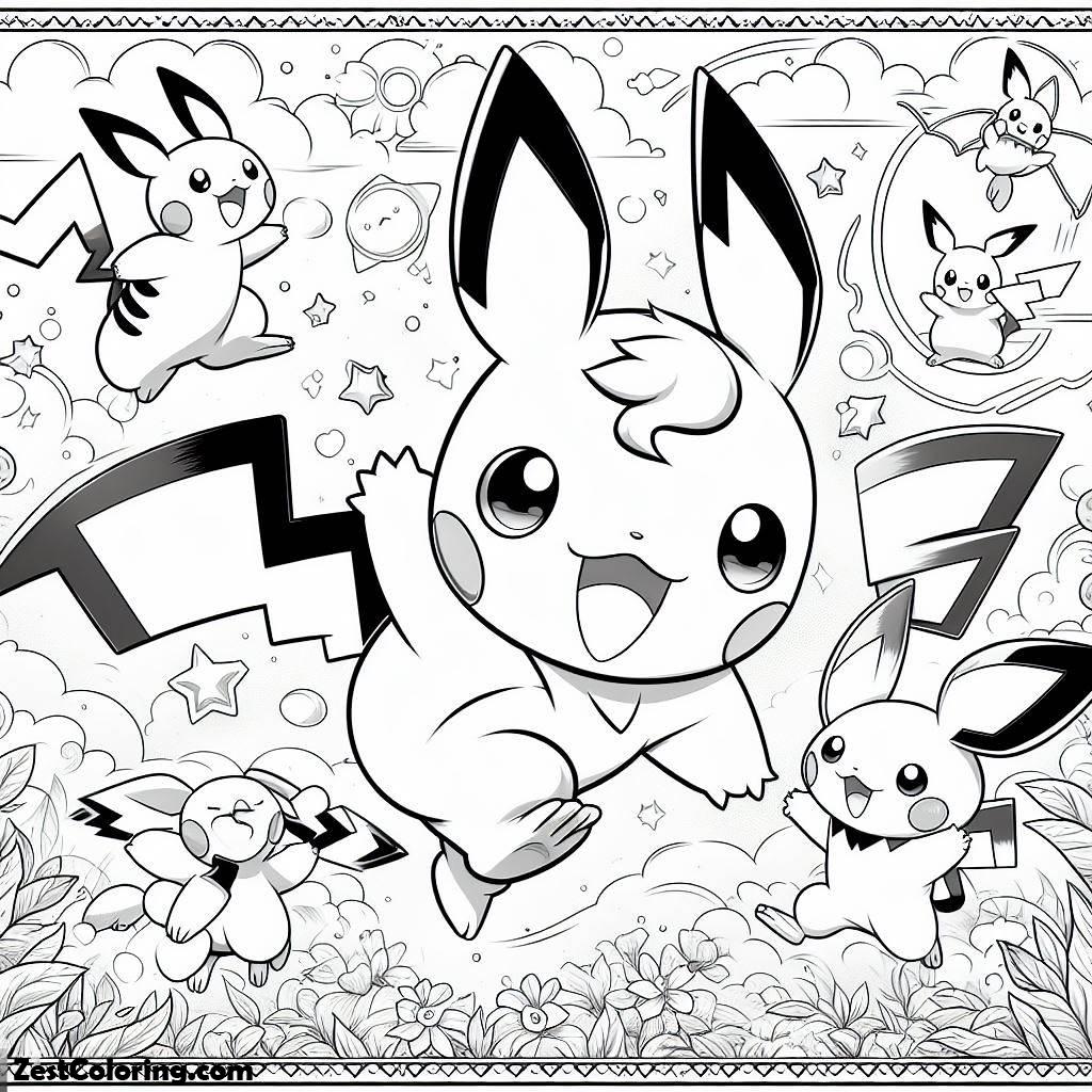 Pichu, Raichu And Pichu Coloring Page: Raichu And Pichu Coloring PageFull Size Image