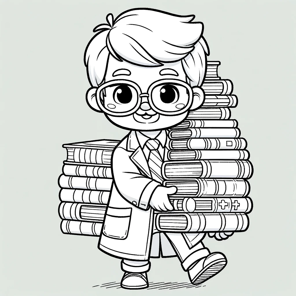Books, Scholar Bring Stack Of Book Coloring Page 2: Scholar Bring Stack Of Book Coloring Page 2Full Size Image