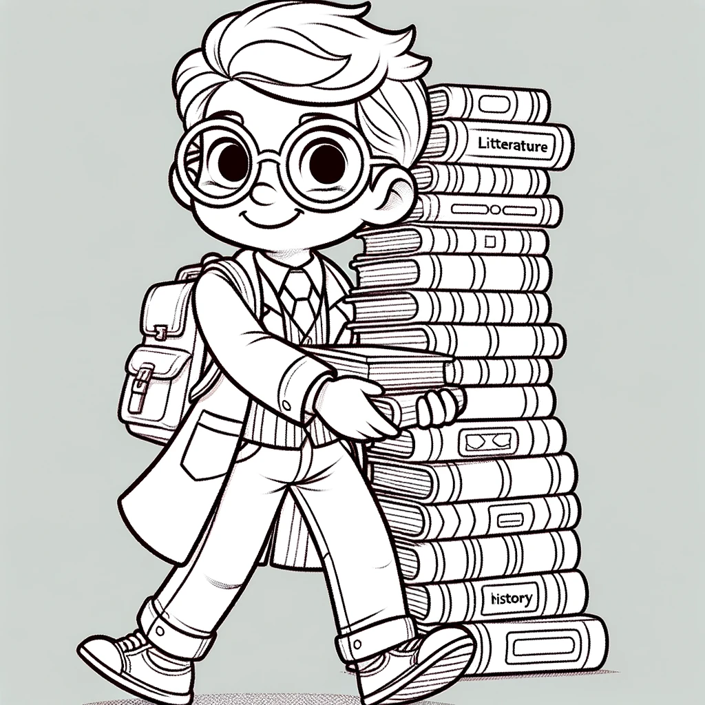 Books, Scholar Bring Stack Of Book Coloring Page: Scholar Bring Stack Of Book Coloring PageFull Size Image