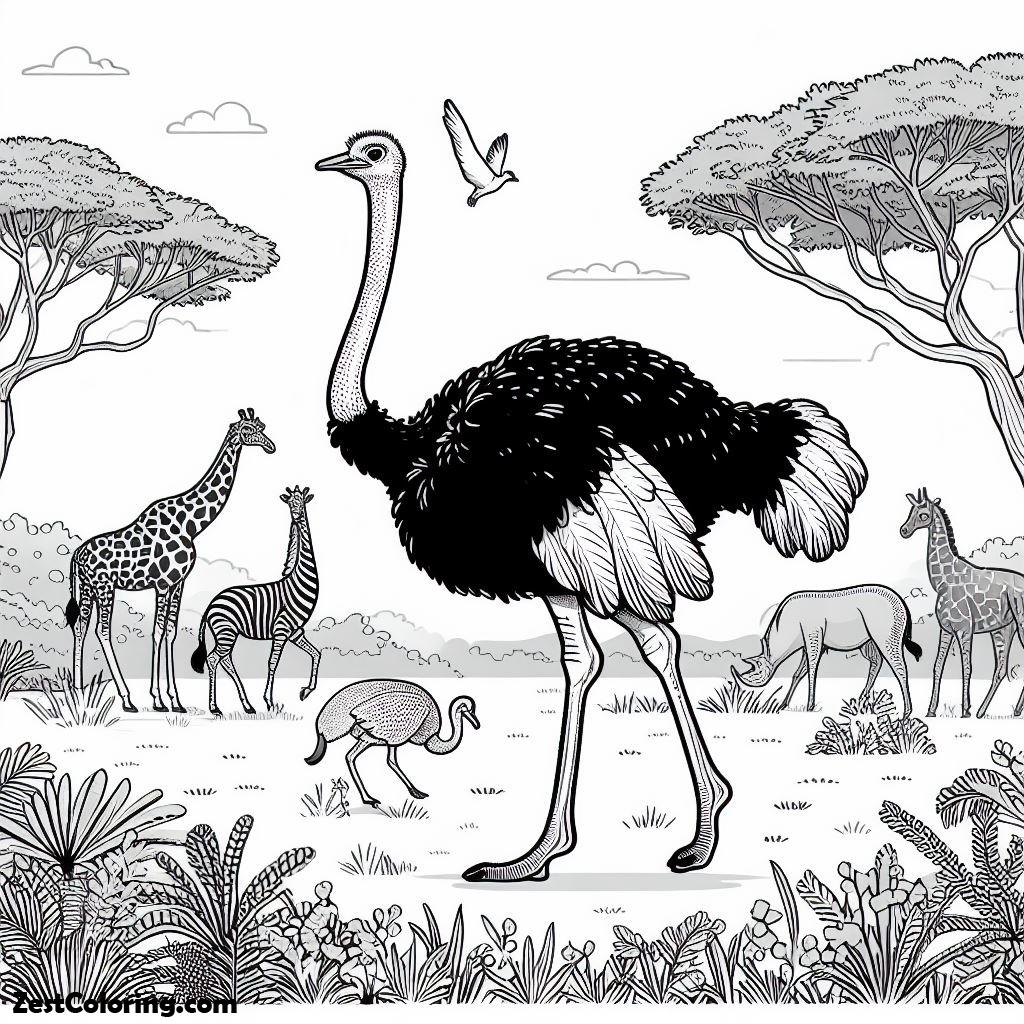 Ostrich, Somali Ostrich Coloring Page: Somali Ostrich Coloring PageFull Size Image