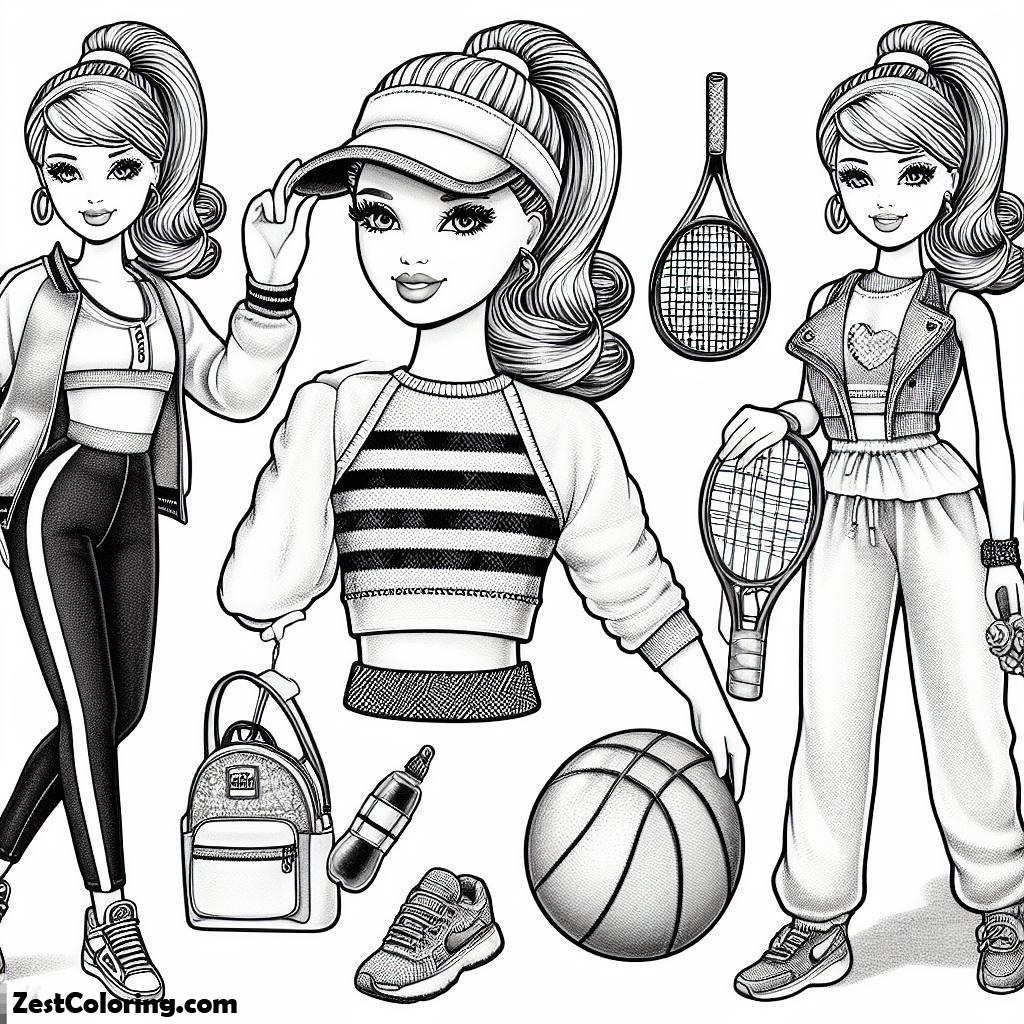 Barbie Doll, Sporty Wear For Barbie Doll Coloring Page: Sporty Wear For Barbie Doll Coloring PageFull Size Image