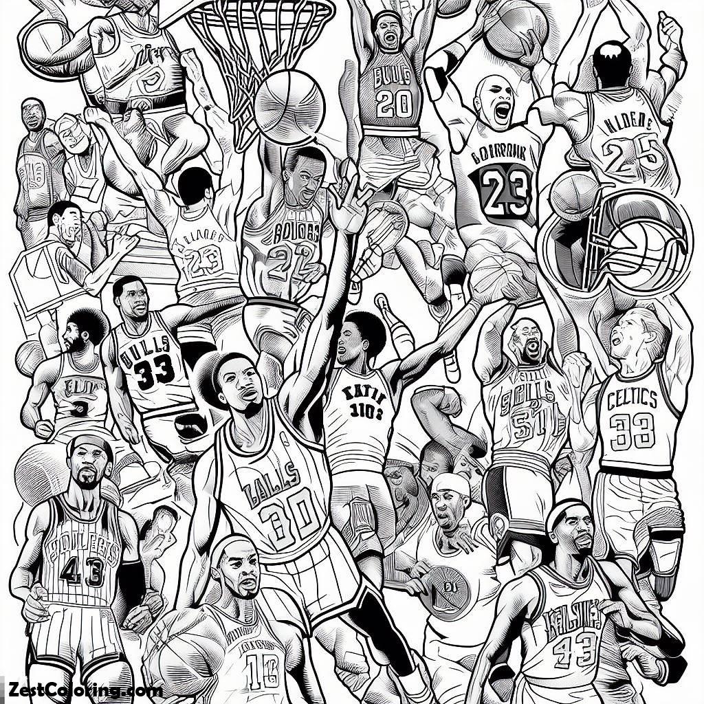 NBA, The Greatest NBA Coloring Page: The Greatest NBA Coloring PageFull Size Image