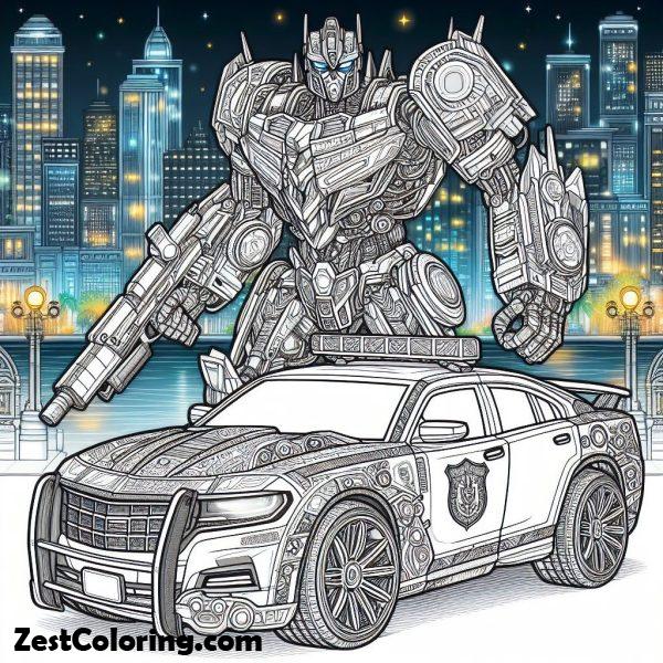 Police Transformer Coloring Page