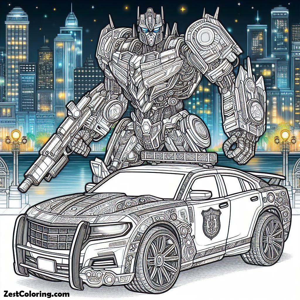 Transformers Police Car Coloring Page : Coloring for Kids – Smart ...