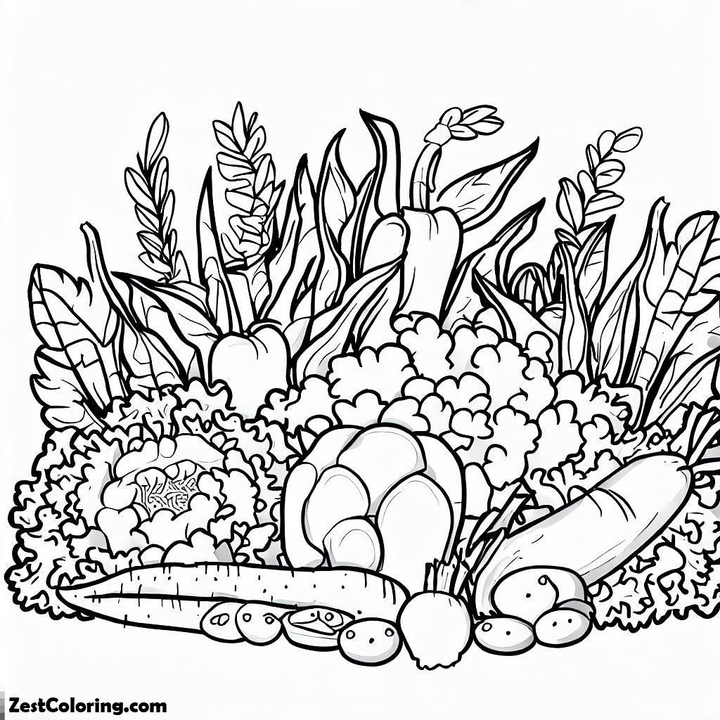 Garden, Vegetables Garden Coloring Pages: Vegetables Garden Coloring PagesFull Size Image
