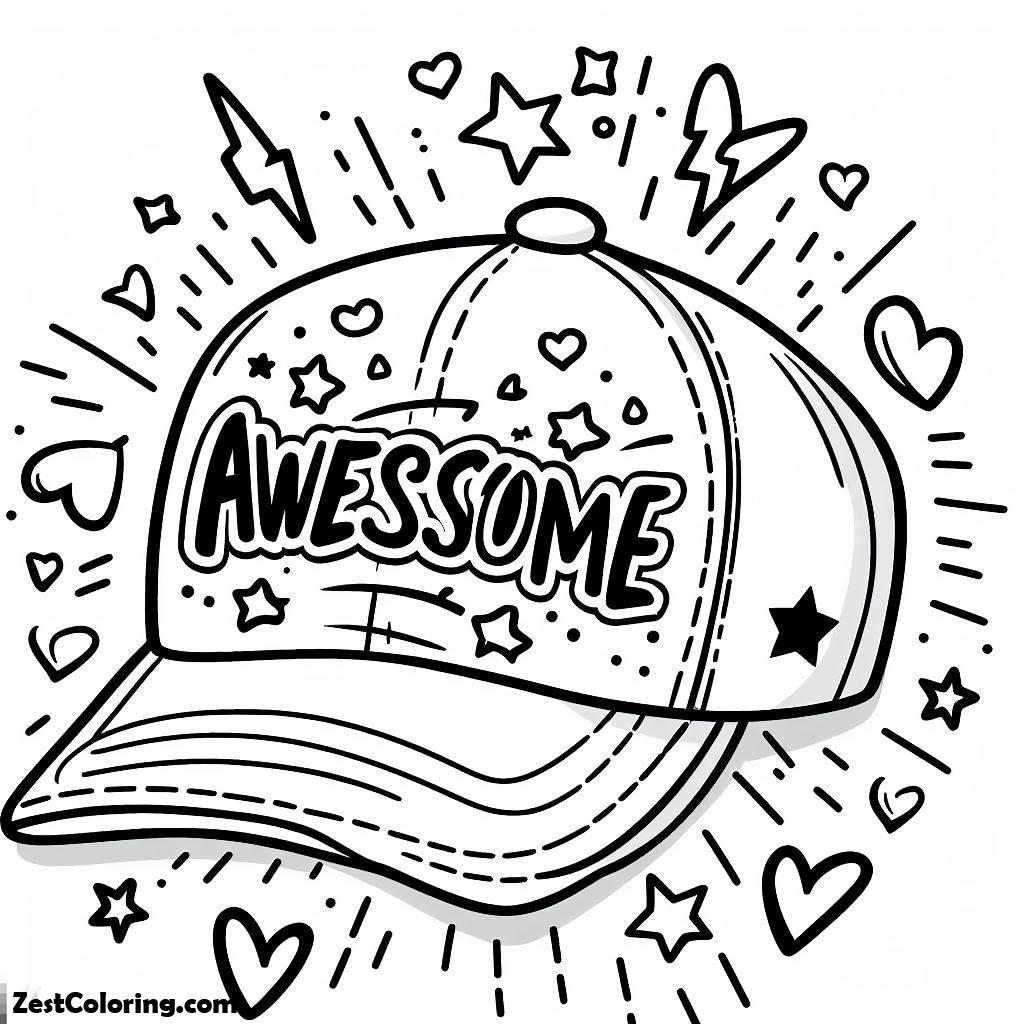 Baseball Cap, Awesome Baseball Cap Coloring Page: Awesome Baseball Cap Coloring PageFull Size Image