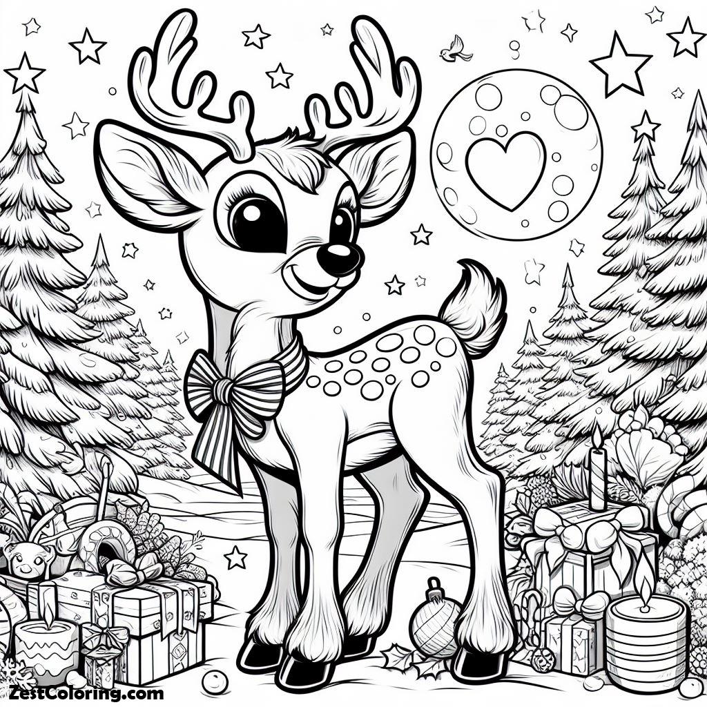 Rudolph, Awesome Red Nose Of Rudolph The Reindeer Coloring Page: Awesome Red Nose Of Rudolph The Reindeer Coloring PageFull Size Image