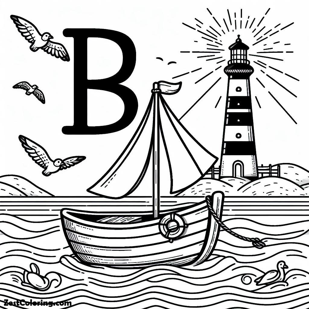 Boat, B Is For Boat Coloring Page: B Is For Boat Coloring PageFull Size Image