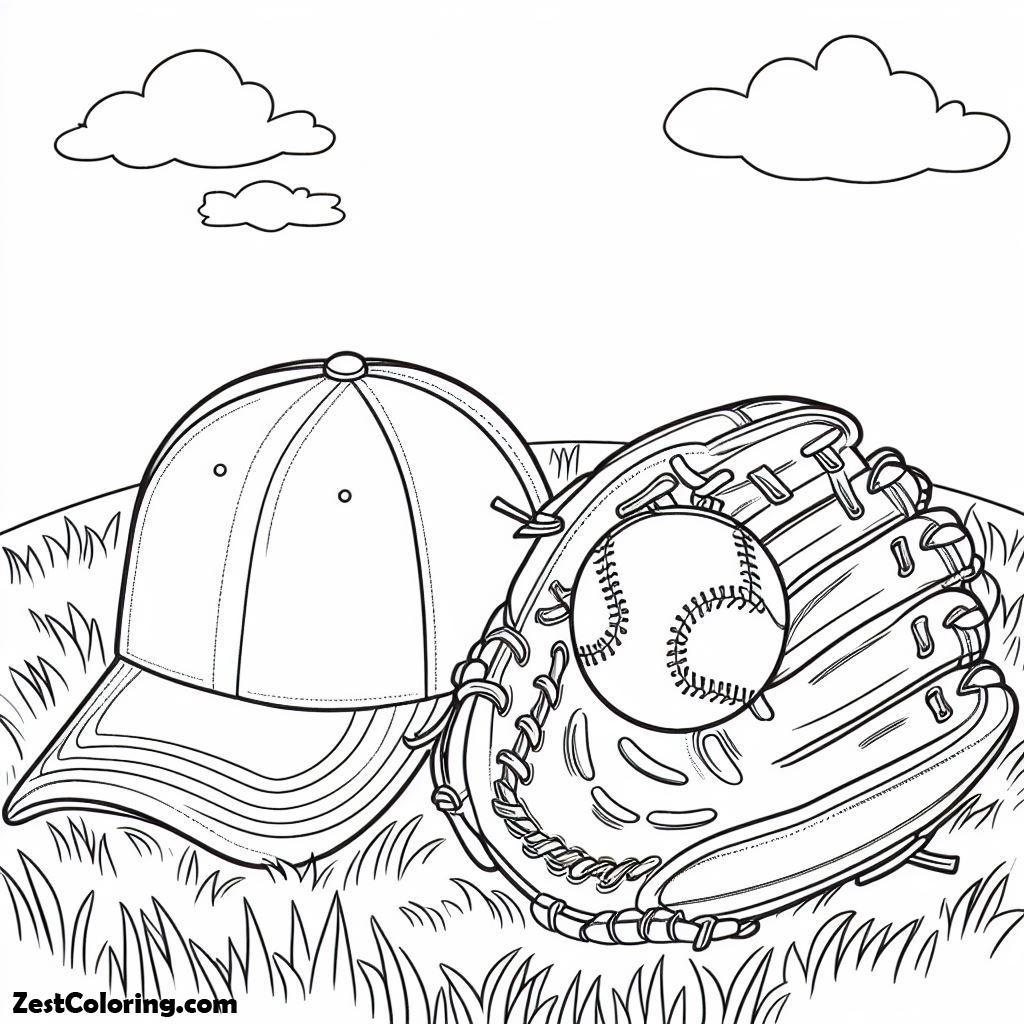 Baseball Cap, Baseball Cap And Glove Picture Coloring Page: Baseball Cap And Glove Picture Coloring PageFull Size Image
