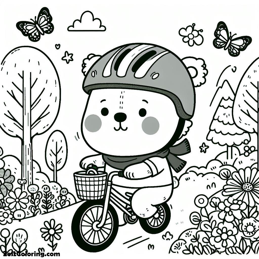 bicycle, Bear Riding A Little Bicycle Coloring Page 2: Bear Riding A Little Bicycle Coloring Page 2Full Size Image