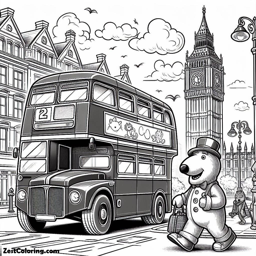 Big Ben, Big Ben And A Double Decker Bus Coloring Page: Big Ben And A Double Decker Bus Coloring PageFull Size Image