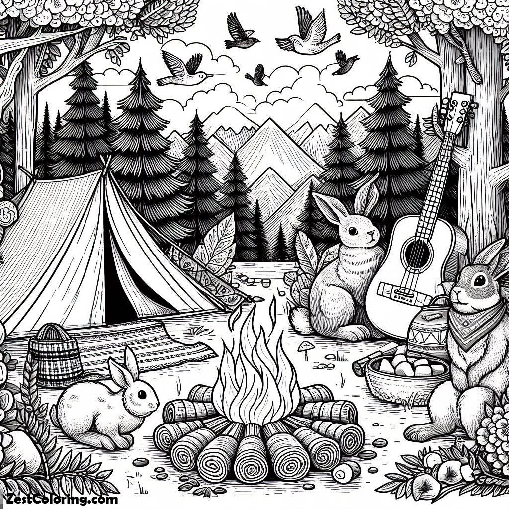 Camping, Camping In The Wood Coloring Page: Camping In The Wood Coloring PageFull Size Image