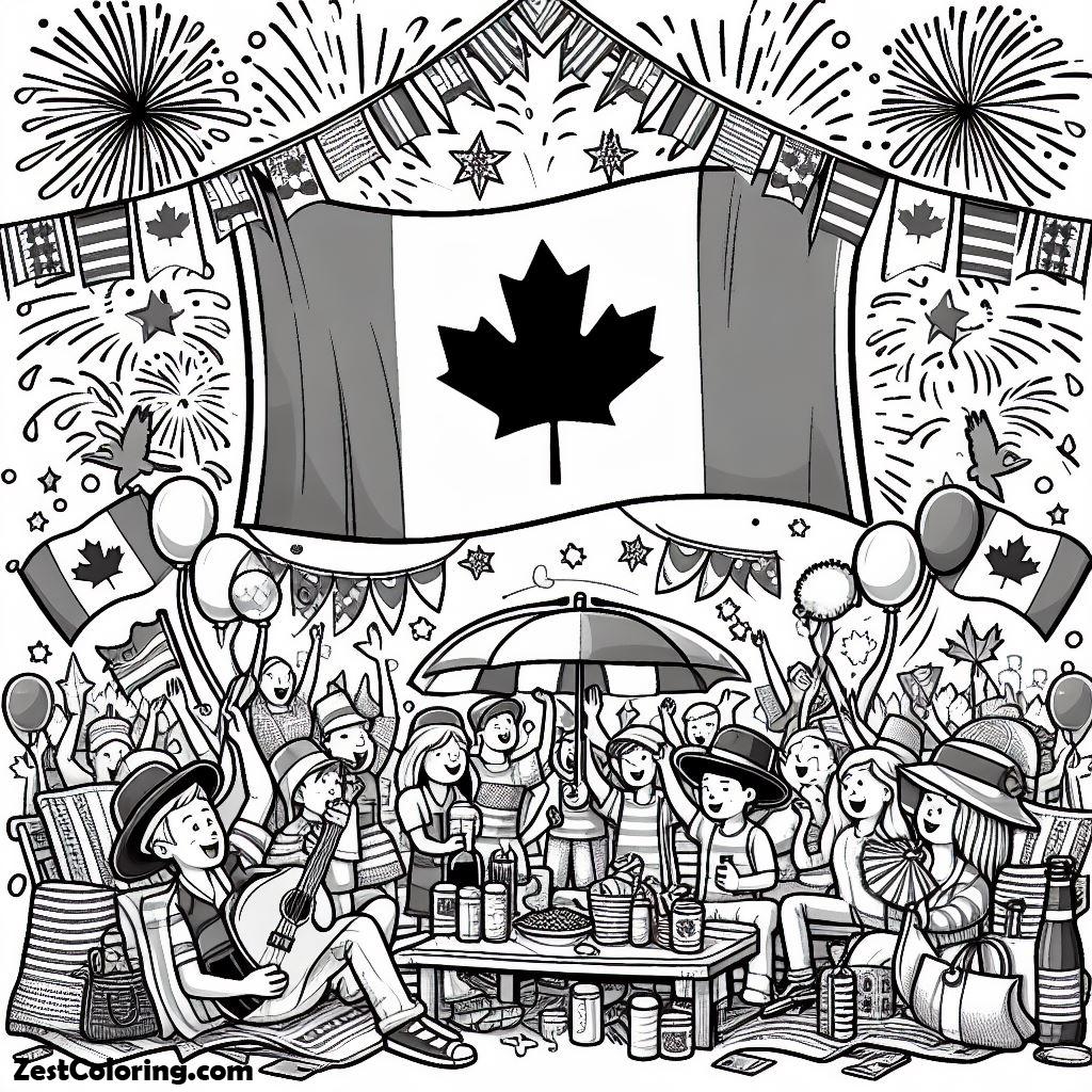 Canada Day, Canada Day Celebration On July 1st Coloring Pages: Canada Day Celebration On July 1st Coloring PagesFull Size Image