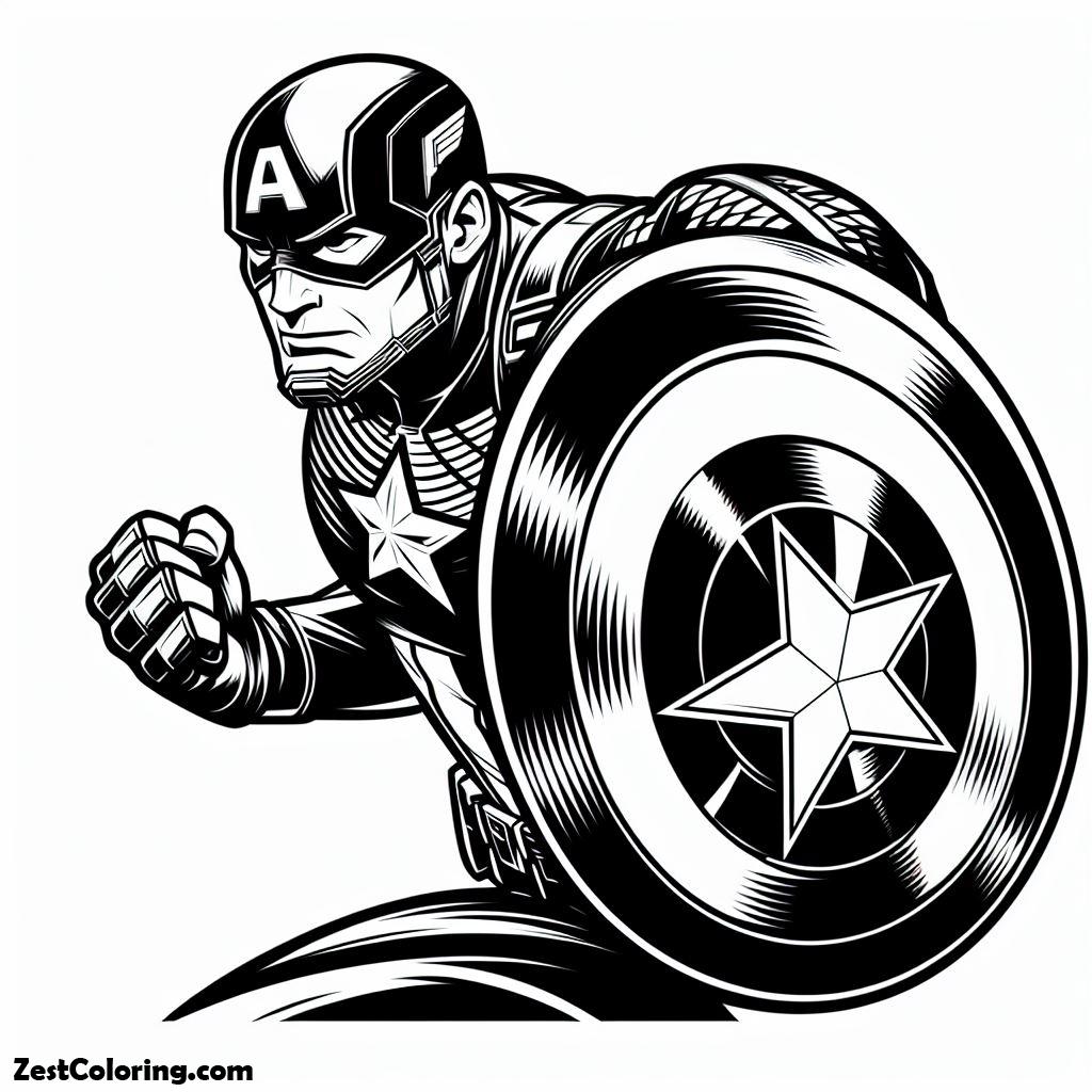 Captain America, Captain America Coloring Page 2: Captain America Coloring Page 2Full Size Image