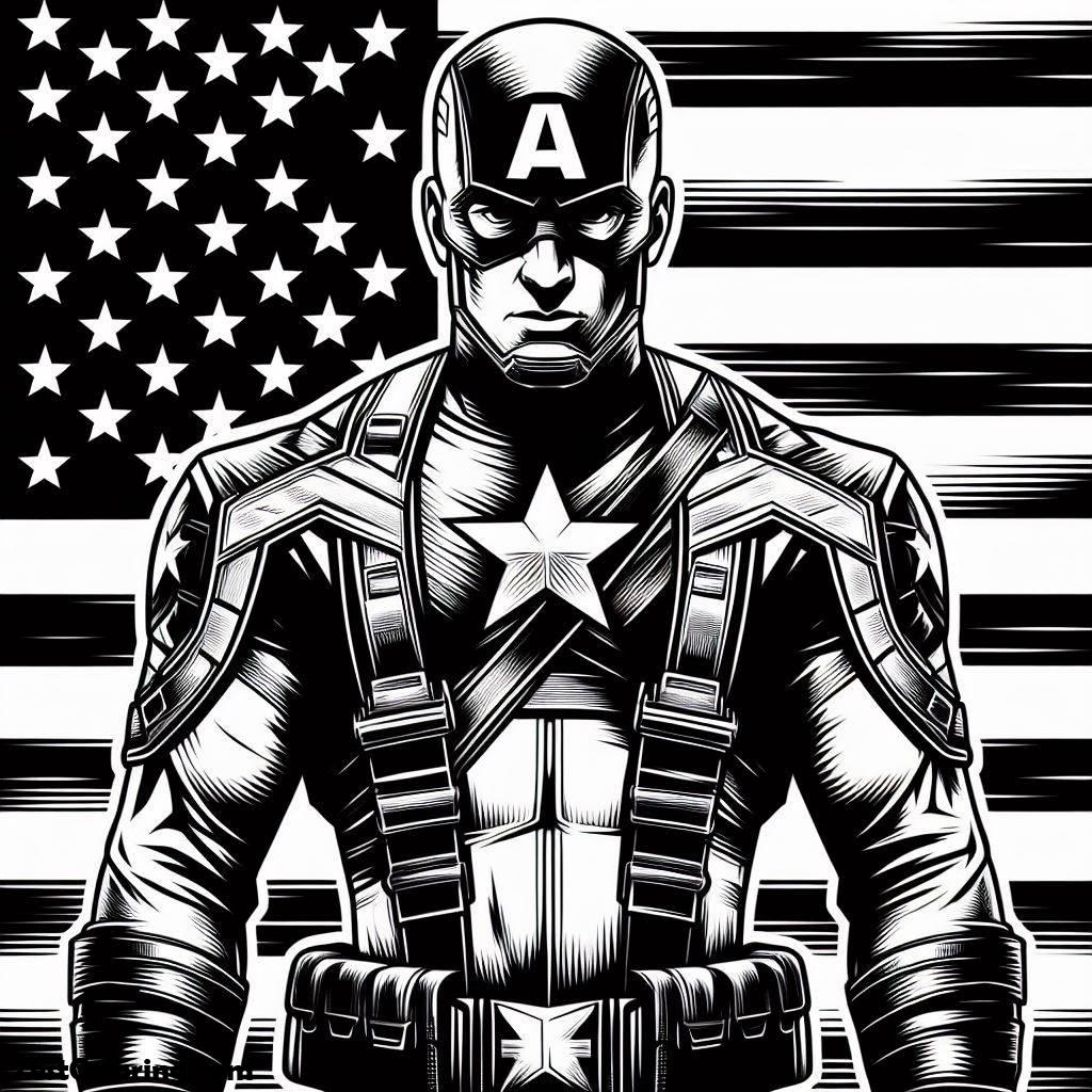Captain America, Captain America Hero Coloring Page: Captain America Hero Coloring PageFull Size Image