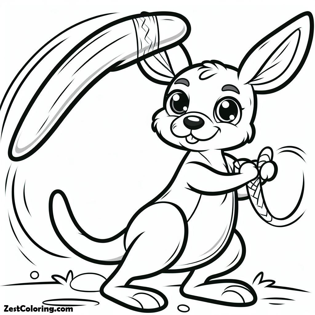 boomerang, Cartoon Of Kangaroo And Boomerang Coloring Page: Cartoon Of Kangaroo And Boomerang Coloring PageFull Size Image