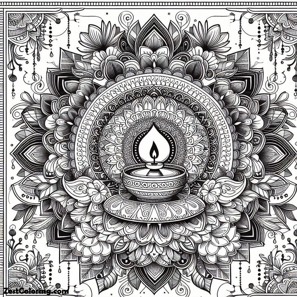 Chowk Pattern Chowk Puja Rangoli Coloring Page : Coloring for Kids – Smart, Creative ...