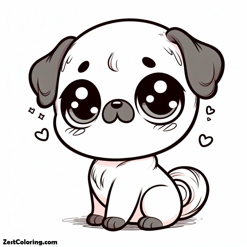 Cute Pug Dog Coloring Page : Coloring for Kids – Smart, Creative, and Fun