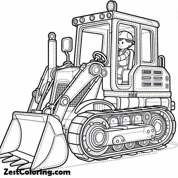 Bulldozer, : Digger Bulldozer Outline Coloring Page 4