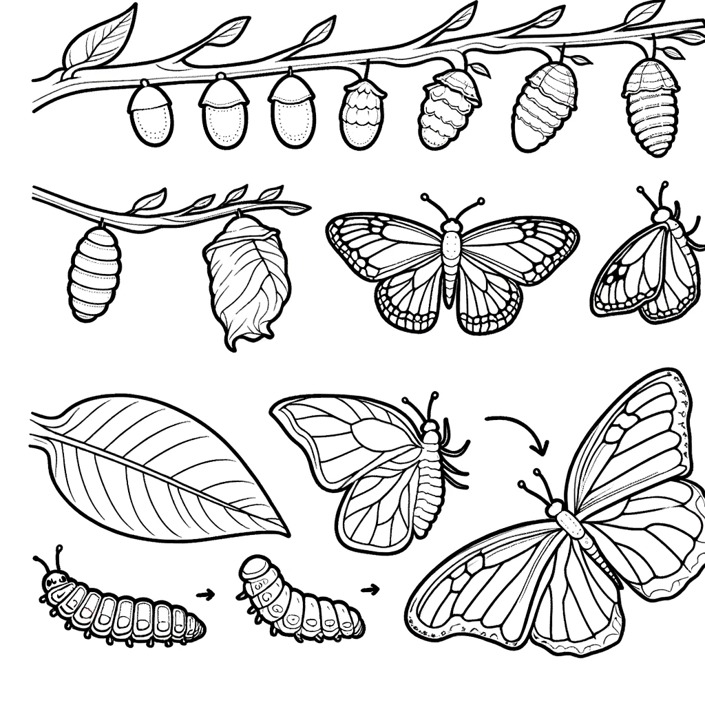 Bugs, Evolving Bugs Butterfly Coloring Page: Evolving Bugs Butterfly Coloring PageFull Size Image